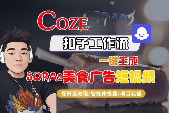 Coze扣子智能体工作流一键生成“SORA2美食广告“短视频，全流程保姆级教学-lhxm