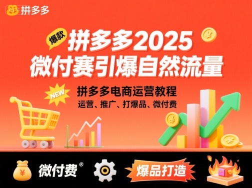 拼多多2025微付费引爆自然流量，拼多多电商运营教程，运营、推广、打爆品、微付费(更新)-lhxm