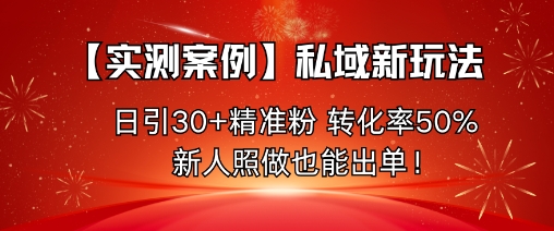 【实测案例】私域新玩法，日引30+精准粉，转化率50%，新人照做也能出单！-lhxm