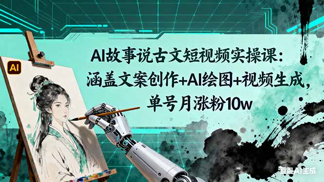 AI故事说古文短视频实操课：涵盖文案创作+AI绘图+视频生成，单号月涨粉10w-lhxm