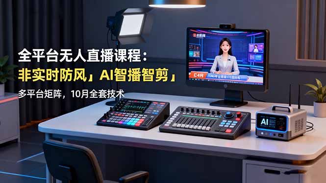 全平台无人直播课程：非实时防风＋AI智播智剪＋多平台矩阵，10月全套技术-lhxm