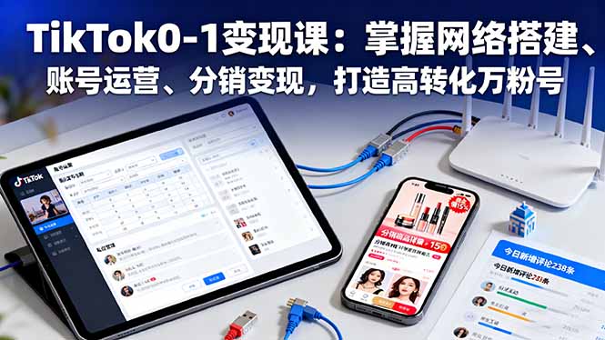 TikTok0-1变现课：掌握网络搭建、账号运营、分销变现，打造高转化万粉号-lhxm