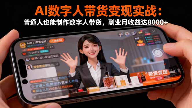 AI数字人带货变现实战：普通人也能制作数字人带货，副业月收益达8000+-lhxm