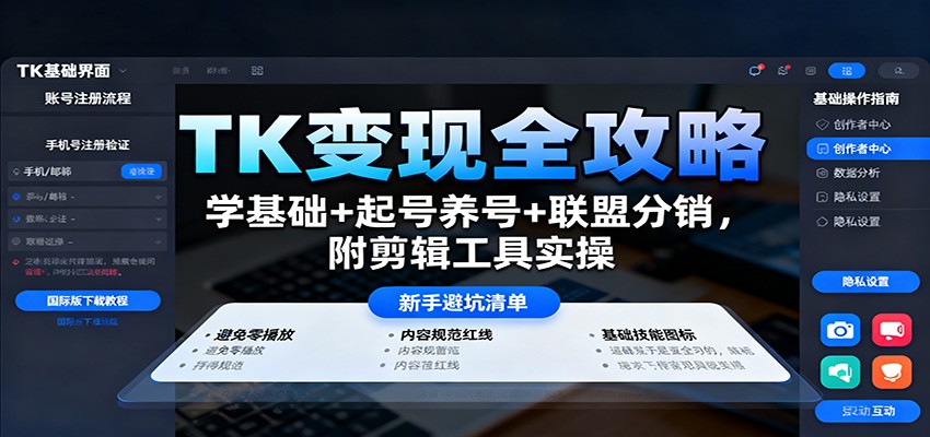 TK变现全攻略：学基础+起号养号+联盟分销，附剪辑工具实操-lhxm