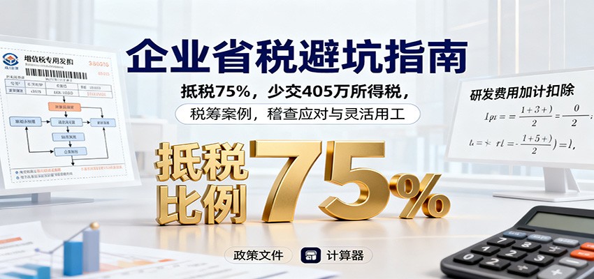 企业省税避坑指南：抵税75%，少交405万所得税，税筹案例，稽查应对与灵活用工-lhxm