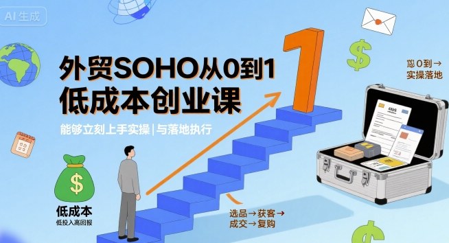 外贸SOHO从0到1低成本创业课，能够立刻上手实操与落地执行-lhxm