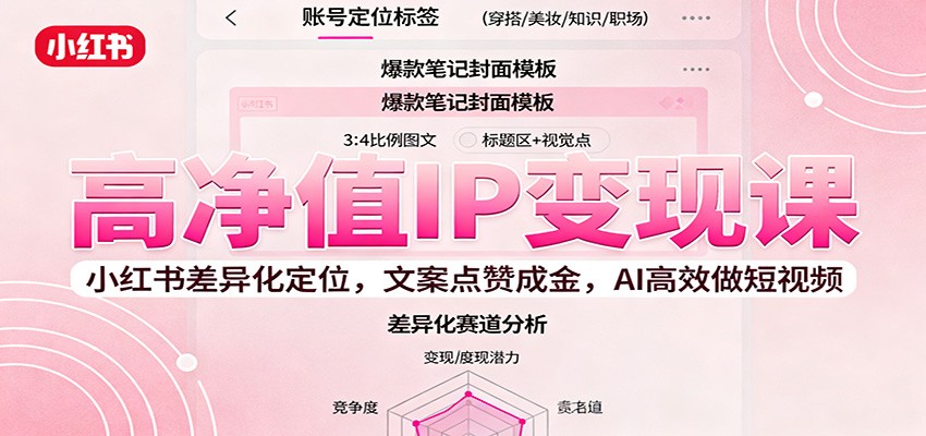 高净值IP变现课：小红书差异化定位，文案点赞成金， AI高效做短视频-lhxm
