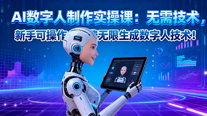 AI数字人制作实操课：无需技术，新手可操作，免费无限生成数字人技术！-lhxm