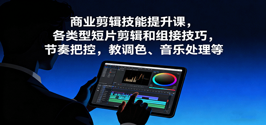 商业剪辑技能提升课，各类型短片剪辑和组接技巧，节奏把控，教调色、音乐处理等-lhxm