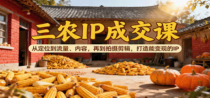 三农IP成交课：从定位到流量、内容，再到拍摄剪辑，打造能变现的IP-lhxm