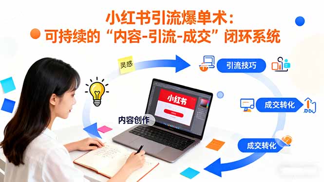 小红书引流爆单术：构建一套低成本 可持续的“内容-引流-成交”闭环系统-lhxm