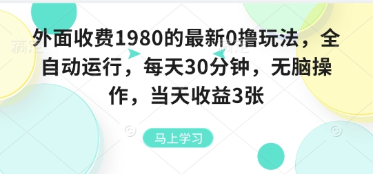 外面收费1980的最新0撸玩法，全自动挂G，每天30分钟，无脑操作，当天收益3张【揭秘】-lhxm