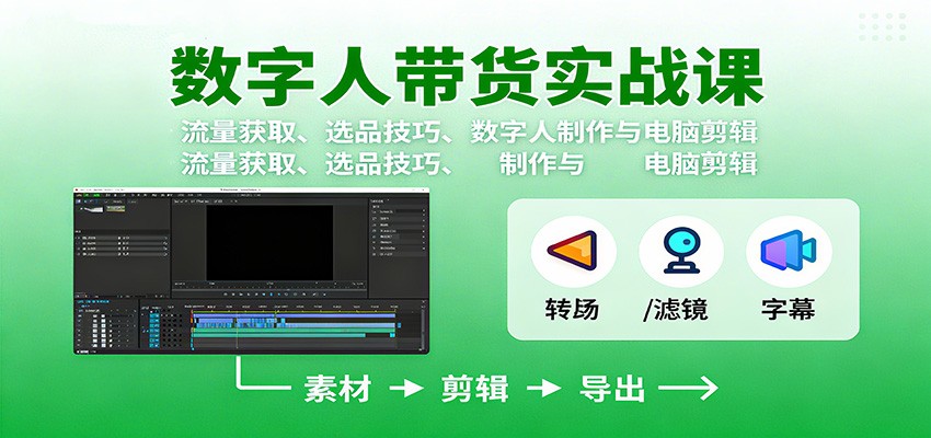 数字人变现实战课：流量获取、选品技巧、数字人制作与电脑剪辑-lhxm