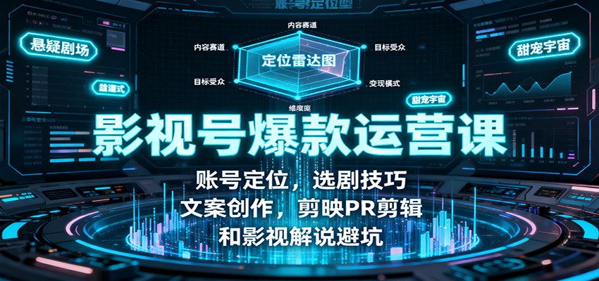 影视号爆款运营课：账号定位，选剧技巧，文案创作，剪映PR剪辑和影视解说避坑-lhxm