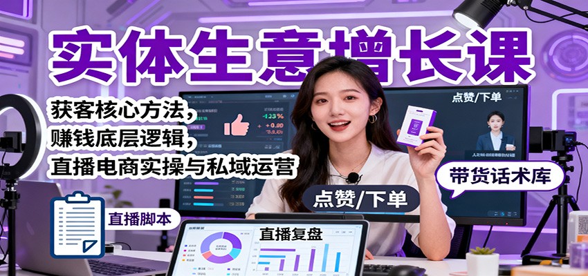 实体生意增长课：获客核心方法，赚钱底层逻辑，直播电商实操与私域运营-lhxm