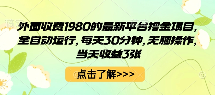 外面收费1980的最新平台撸金项目，全自动运行，每天30分钟，无脑操作，当天收益3张【揭秘】-lhxm