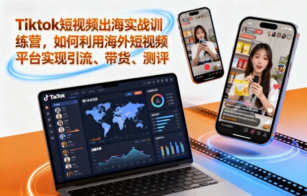 Tiktok短视频出海实战训练营，如何利用海外短视频平台实现引流、带货、测评-lhxm