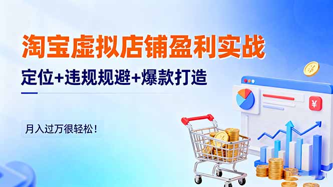 淘宝虚拟店铺盈利实战：定位+违规规避+爆款打造，月入过万很轻松！-lhxm