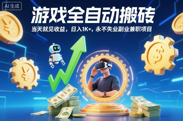 游戏全自动搬砖，当天就见收益，日入1K+，永不失业副业兼职项目【揭秘】-lhxm