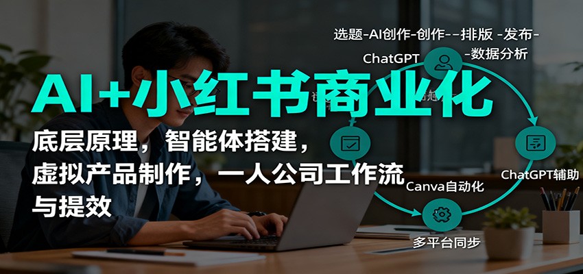 AI+小红书商业化，底层原理，智能体搭建，虚拟产品制作，一人公司工作流与提效-lhxm
