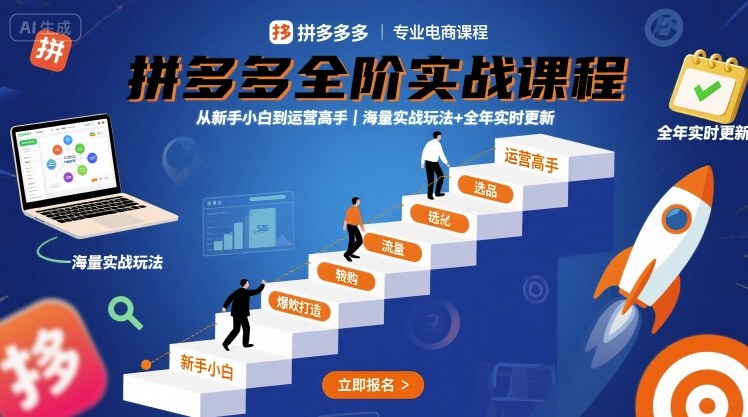 拼多多全阶实战课程，从新手小白到运营高手，海量实战玩法+全年实时更新【2025年10月更新】-lhxm