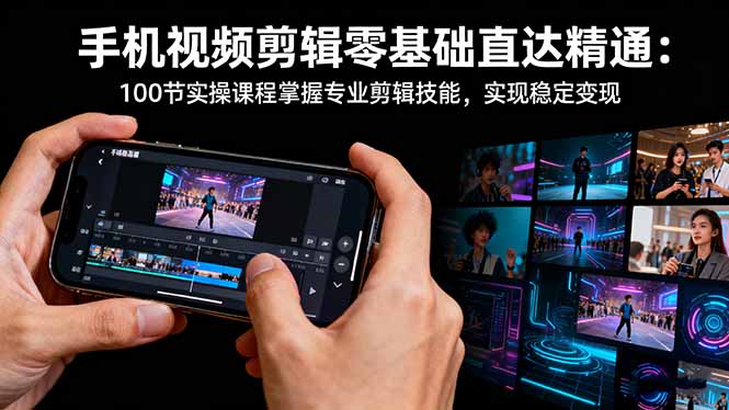 手机视频剪辑零基础直达精通：100节实操课程掌握专业剪辑技能，实现稳...-lhxm