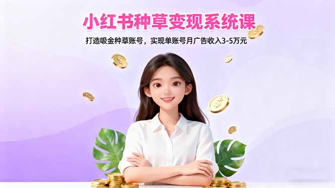 小红书种草变现系统课：打造吸金种草账号，实现单账号月广告收入3-5万元-lhxm