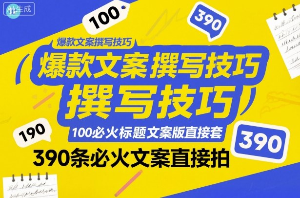 爆款文案撰写技巧，100个必火标题文案模版直接套，390条必火文案直接拍-lhxm