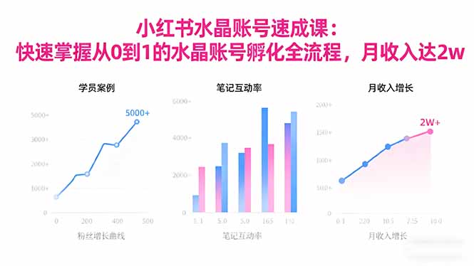 2025小红书水晶账号速成课：快速掌握从0-1水晶账号孵化全流程，月收入达2w-lhxm