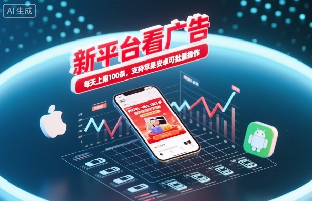 新平台看广告，养好机一条0.3到5米，每天上限100条，支持苹果安卓可批量操作-lhxm