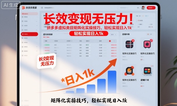 长效变现无压力！拼多多虚拟类目矩阵化实操技巧，轻松实现日入1k【揭秘】-lhxm