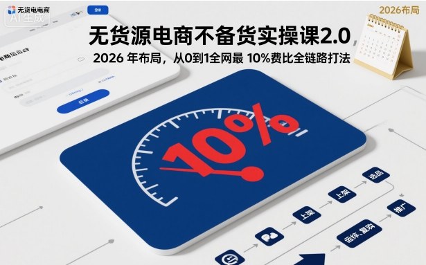 无货源电商不备货实操课2.0，2026年布局，从0到1全网最低10%费比全链路打法【更新中】-lhxm