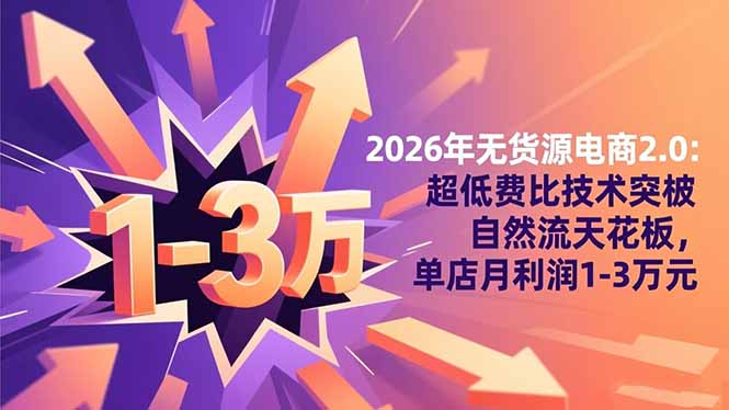 2026年无货源电商2.0：超低费比技术突破自然流天花板，单店月利润1-3万元-lhxm