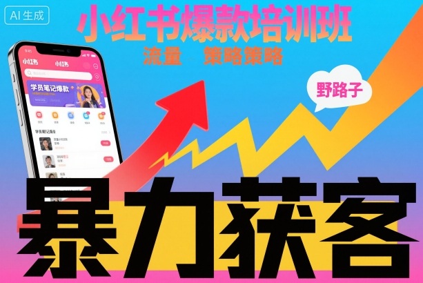 小红书爆款培训班，小红书获客野路子流量打法，暴力持续获客-lhxm