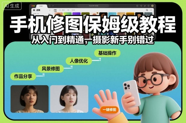 手机修图保姆级教程，从入门到精通，摄影新手别错过-lhxm