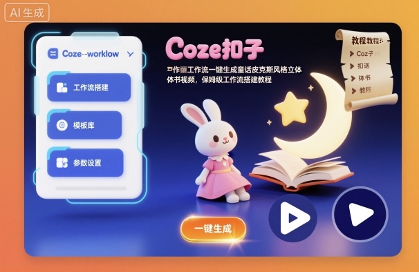 Coze扣子工作流一键生成童话皮克斯风格立体书视频，保姆级工作流搭建教程-lhxm
