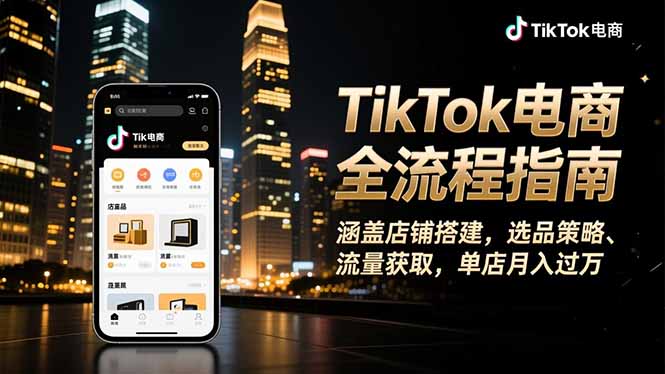TikTok电商全流程指南，涵盖店铺搭建、选品策略、流量获取，单店月入过万-lhxm