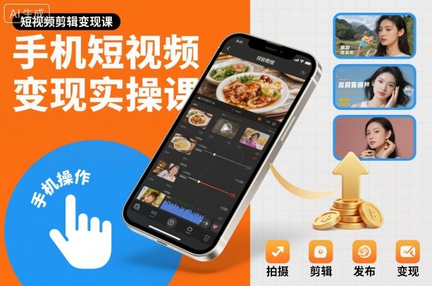 手机短视频变现实操课，短视频剪辑变现课-lhxm