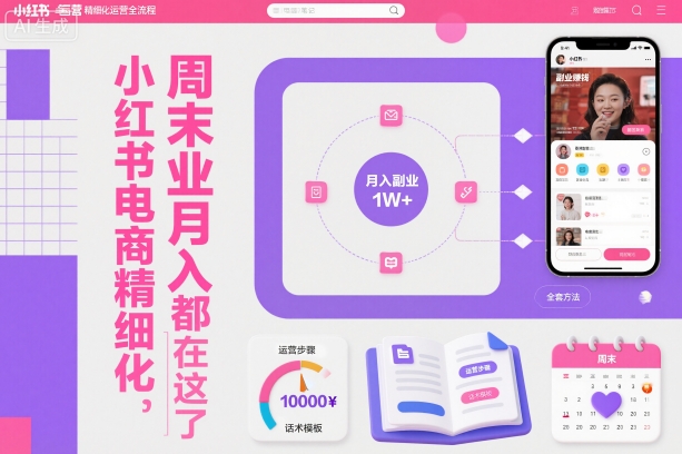 小红书电商精细化运营全流程，周末副业月入1W+，全套方法都在这了-lhxm