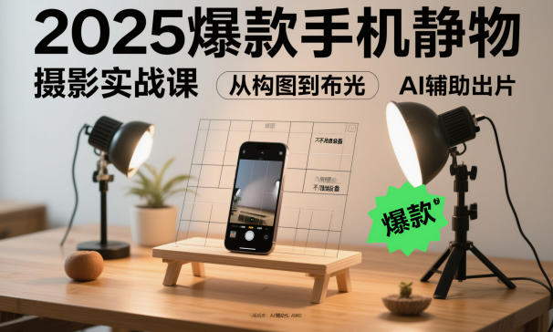 2025爆款手机静物摄影实战课，从构图到布光，不用贵设备，AI辅助出片-lhxm