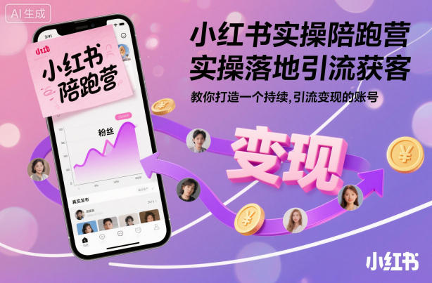 小红书实操陪跑营，实操落地引流获客，教你打造一个持续引流变现的账号-lhxm