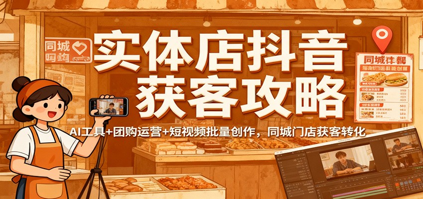 实体店抖音获客攻略：AI工具+团购运营+短视频批量创作，同城门店获客转化-lhxm