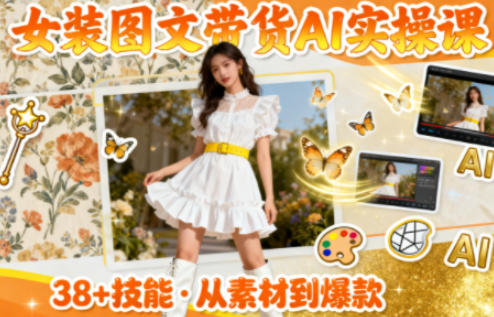 女装图文带货的AI实操课，覆盖38个实用技能，快速提升素材制作效率-lhxm