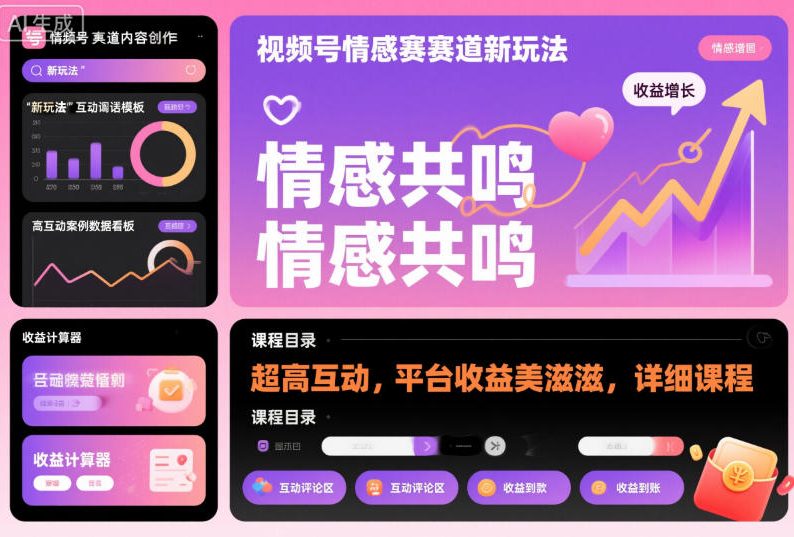 视频号情感赛道新玩法，超高互动，平台收益美滋滋，详细课程-lhxm