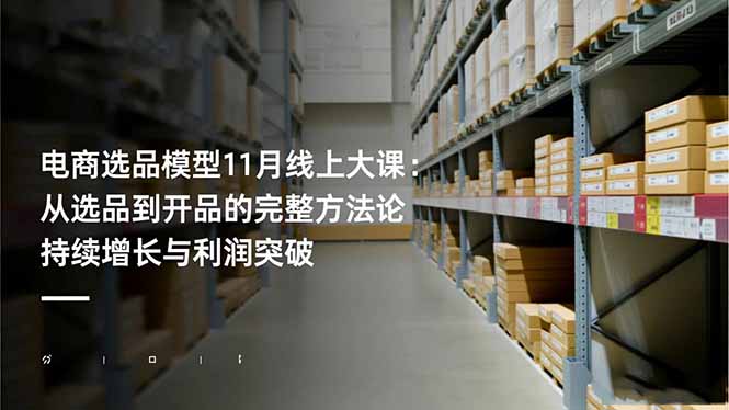 电商选品模型11月线上大课：从选品到开品的完整方法论 持续增长与利润突破-lhxm