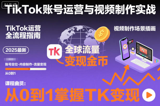2025最新TikTok账号运营与视频制作实战全流程，从0到1掌握TK变现(含11月最新TK搬运技术)-lhxm