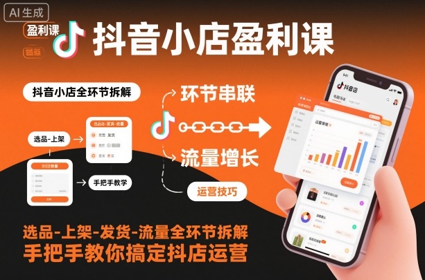 抖音小店盈利课-选品-上架-发货-流量全环节拆解，手把手教你搞定抖店运营-lhxm