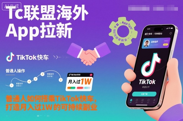 Tc联盟海外App拉新：普通人如何搭乘TikTok快车，打造月入过1W的可持续副业-lhxm