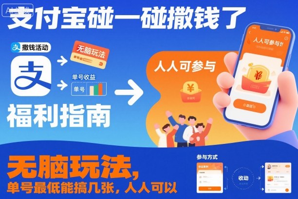 支付宝碰一碰撒钱了，无脑玩法，单号最低能搞几张，人人可以撸【揭秘】-lhxm