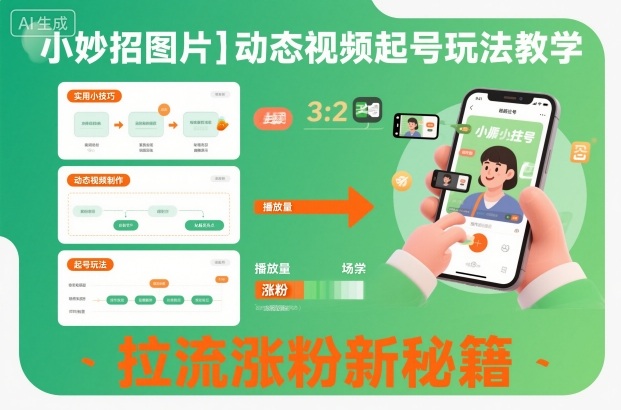 小妙招图片+动态视频起号玩法教学,拉流涨粉新秘籍-lhxm